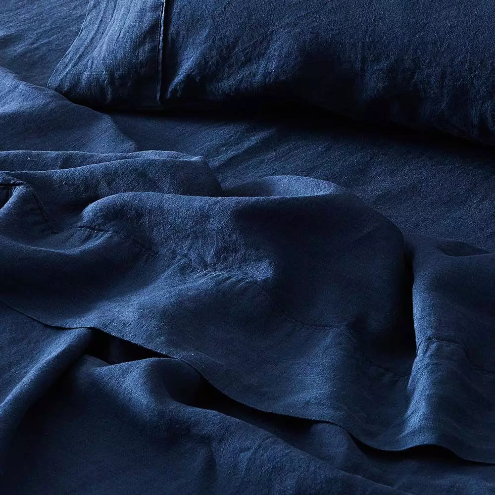 Antwerp Linen Flat Sheet - Navy 1 Antwerp Linen Flat Sheet - Navy
