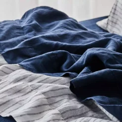 Antwerp Linen Flat Sheet - Navy 6 Antwerp Linen Flat Sheet - Navy -Home Style 1117258628 c 1 2