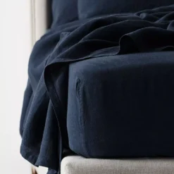 Antwerp Linen Fitted Sheet - Ink