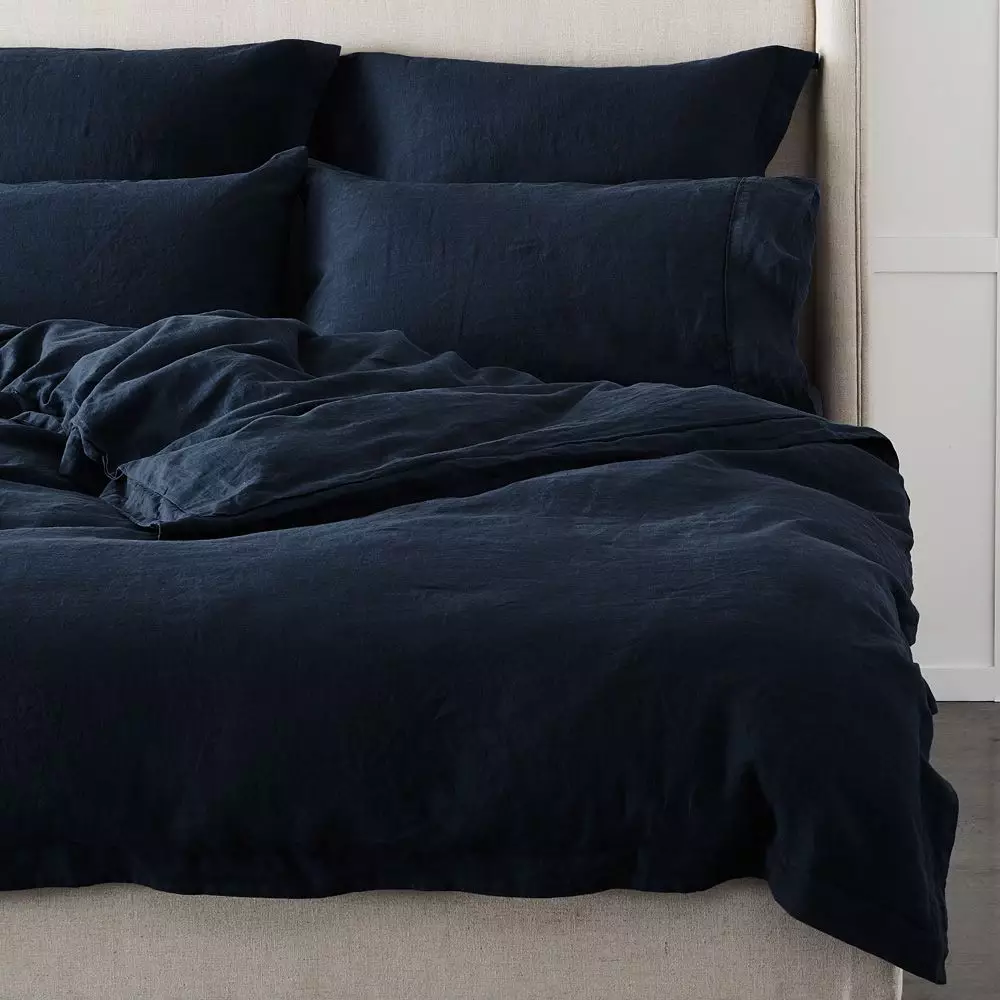 Antwerp Linen Quilt Cover - Ink 2 Antwerp Linen Quilt Cover - Ink - Image 2