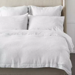 Antwerp Linen Quilt Cover - Charcoal & White