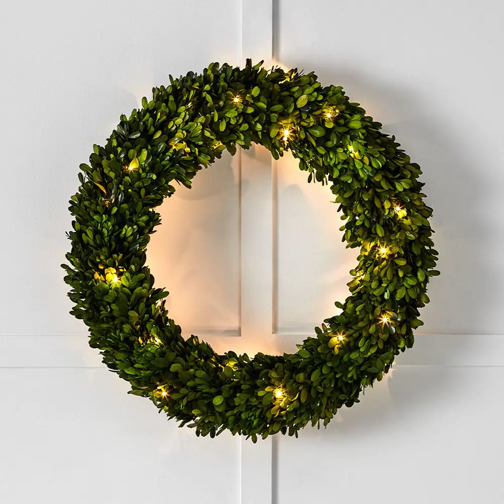 Boxwood Fairy Light Wreath 60cm 3 Boxwood Fairy Light Wreath 60cm - Image 3